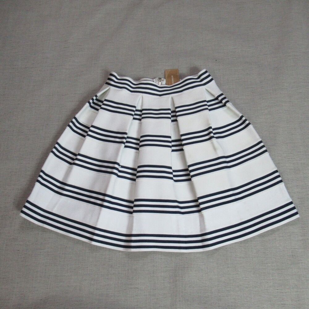 AINA BE Skirt Womensz S Blue White Striped A -Line Structured Stiff Coastal NWT